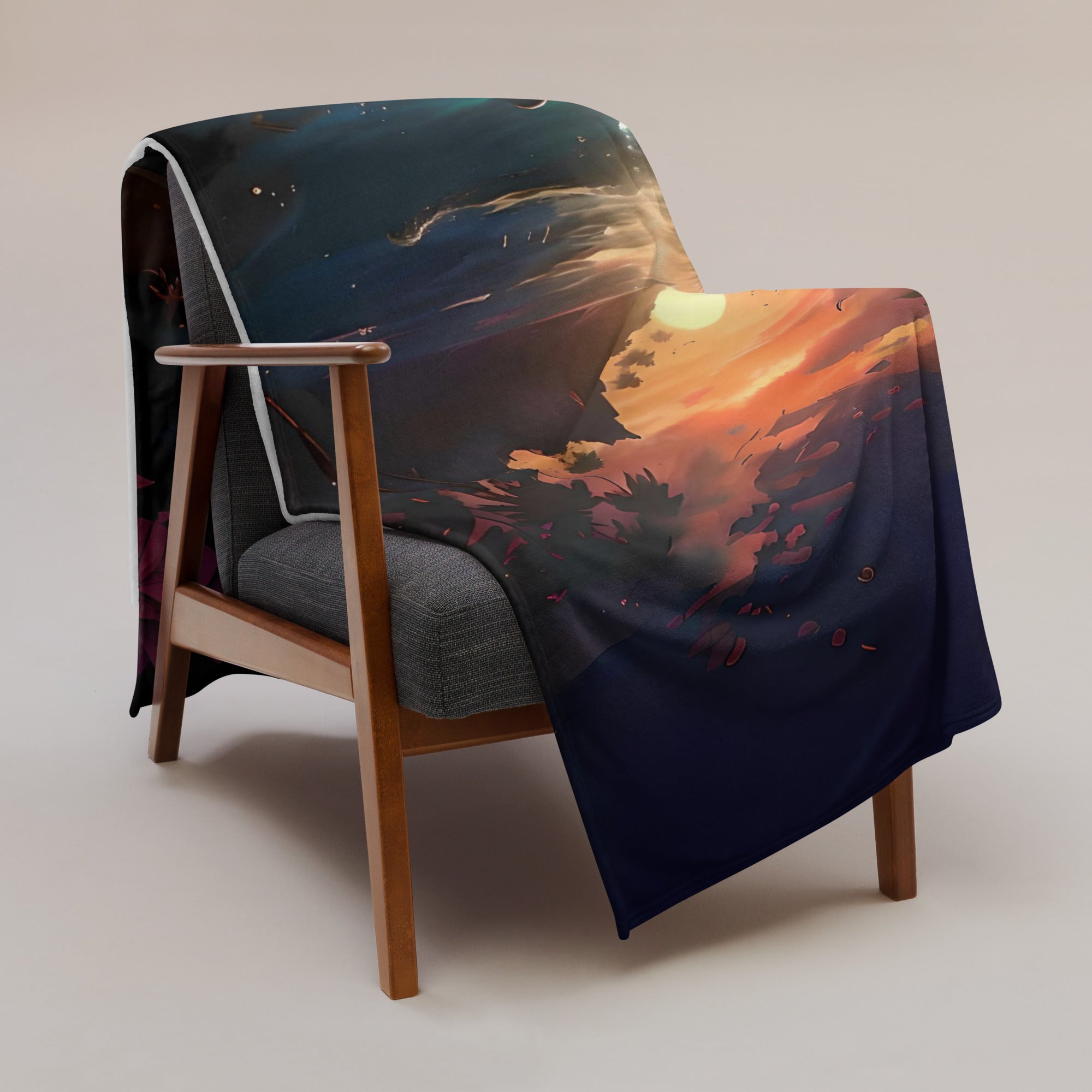 Throw Blanket - Sunset Dolphins