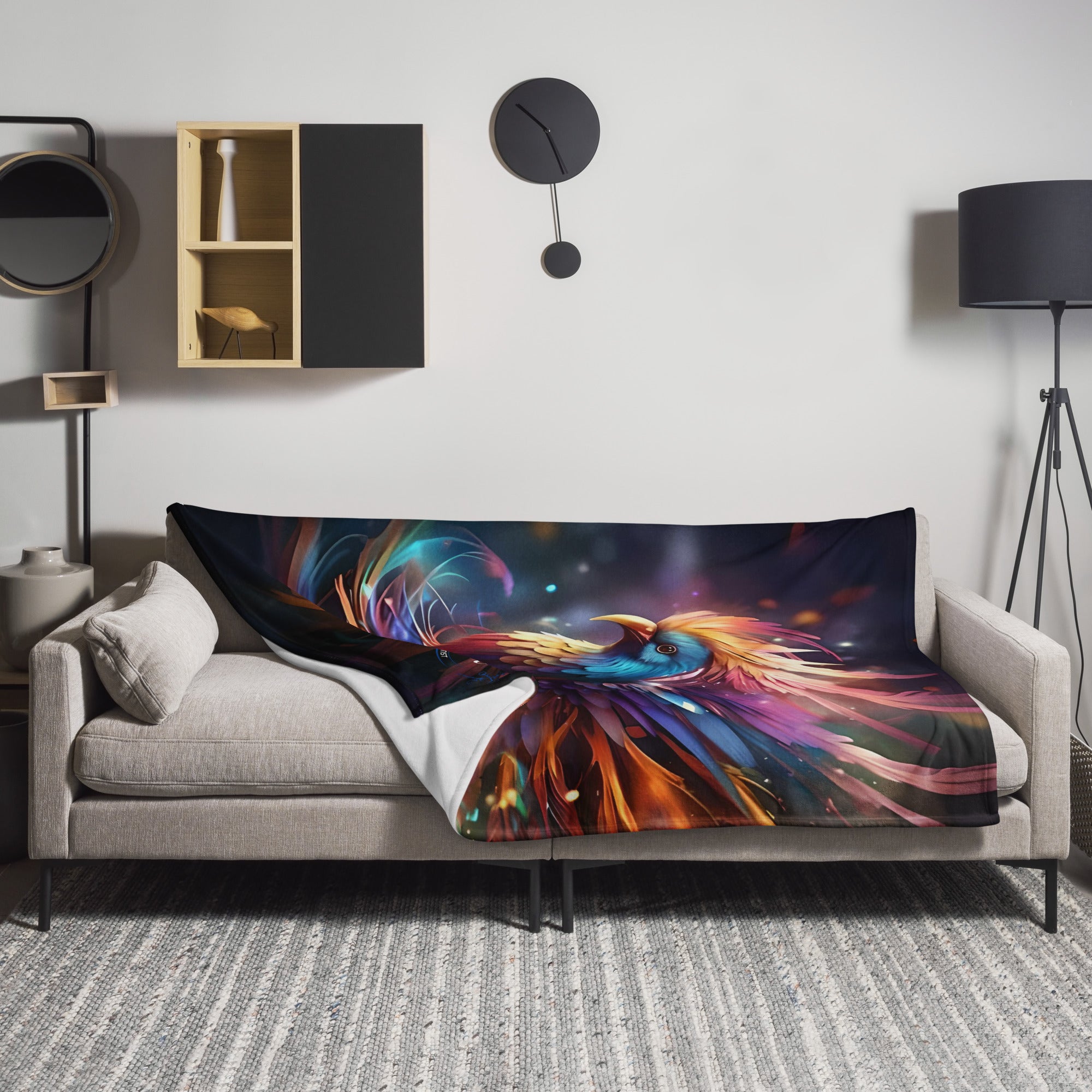 Soft polyester silk touch Phoenix throw blanket in vibrant colors, available in sizes 60″×80″ and 50″×60″ by Artificial Arti
