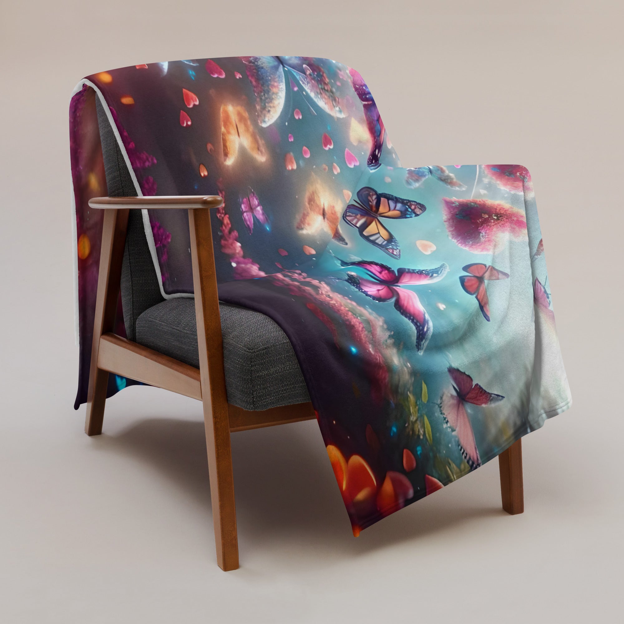 Butterfly Hearts Silk Touch Throw Blanket - Vibrant Print