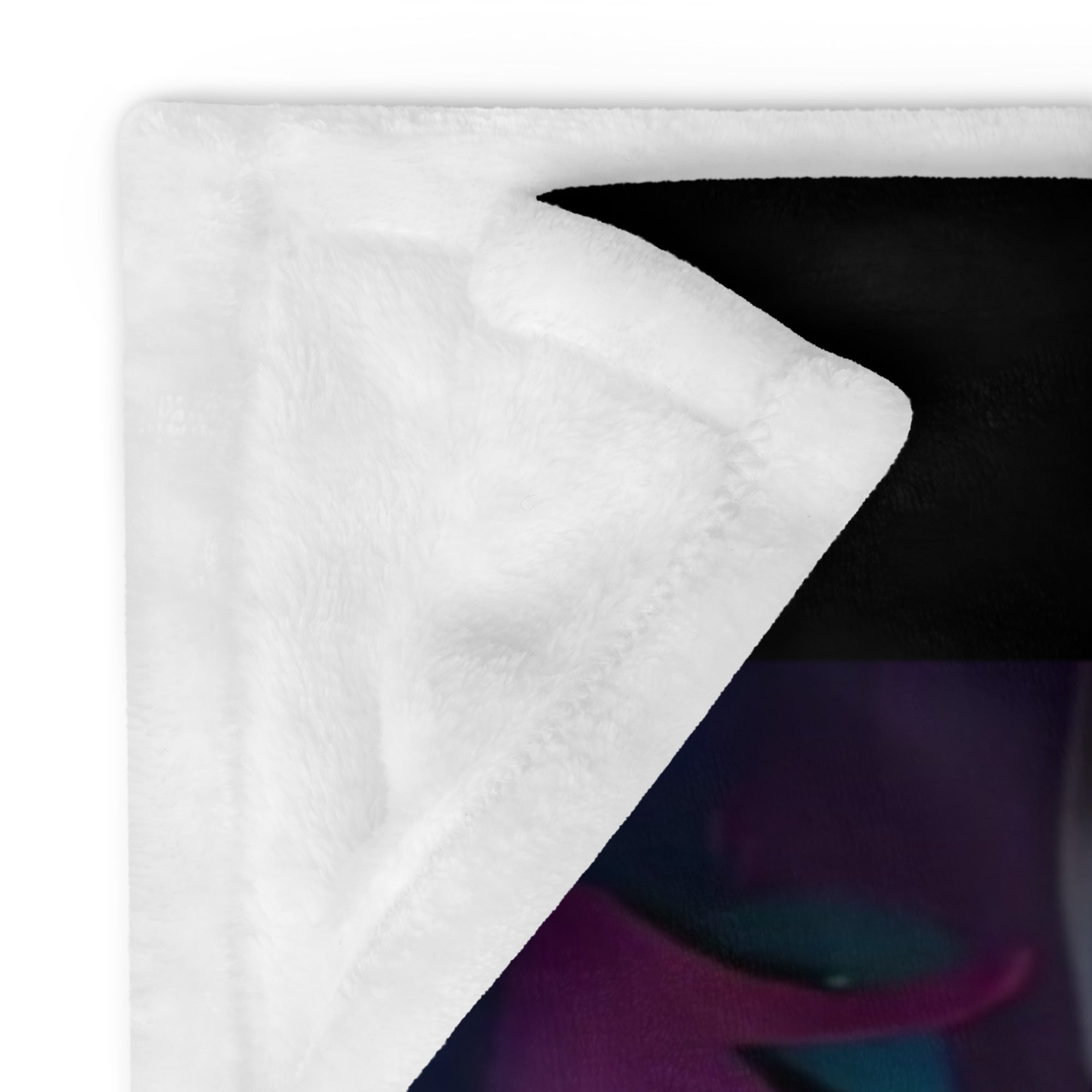 Soft polyester throw blanket featuring a colorful art print, available in various sizes by Artificial Artist.