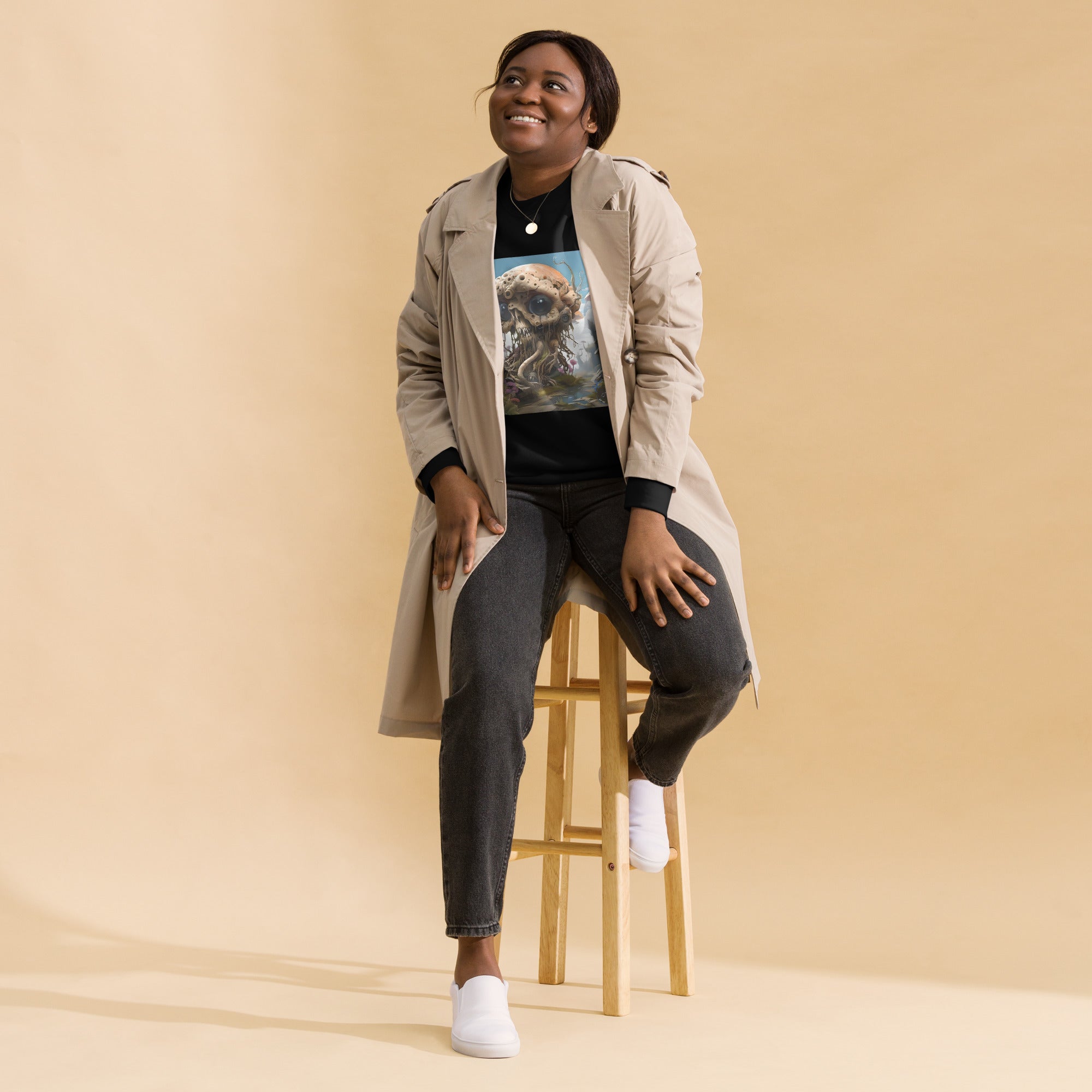 Alien Model Cotton Sweatshirt - Premium Art Design Fleece