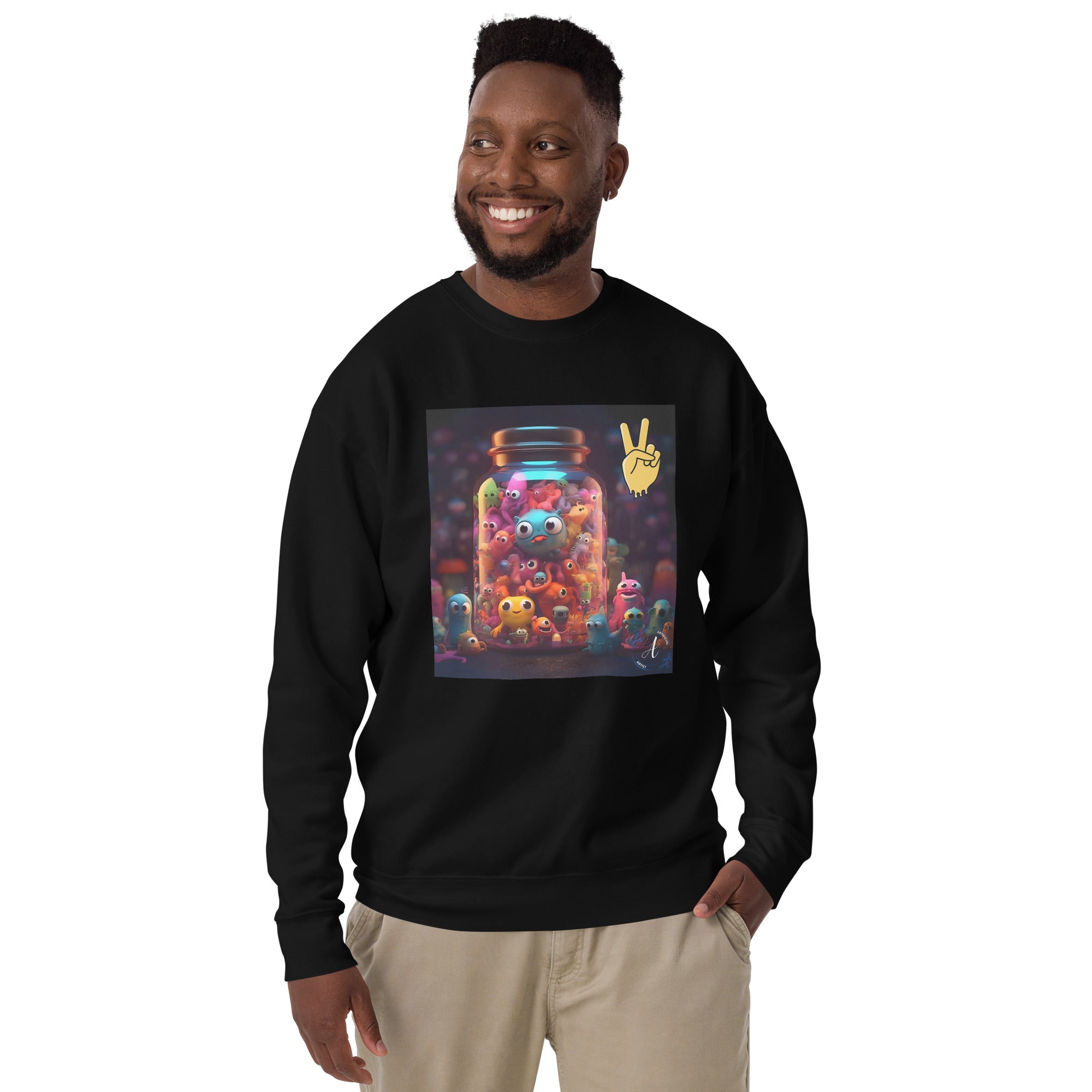 Jar of Friends Cotton Fleece Sweatshirt - Premium Art Design