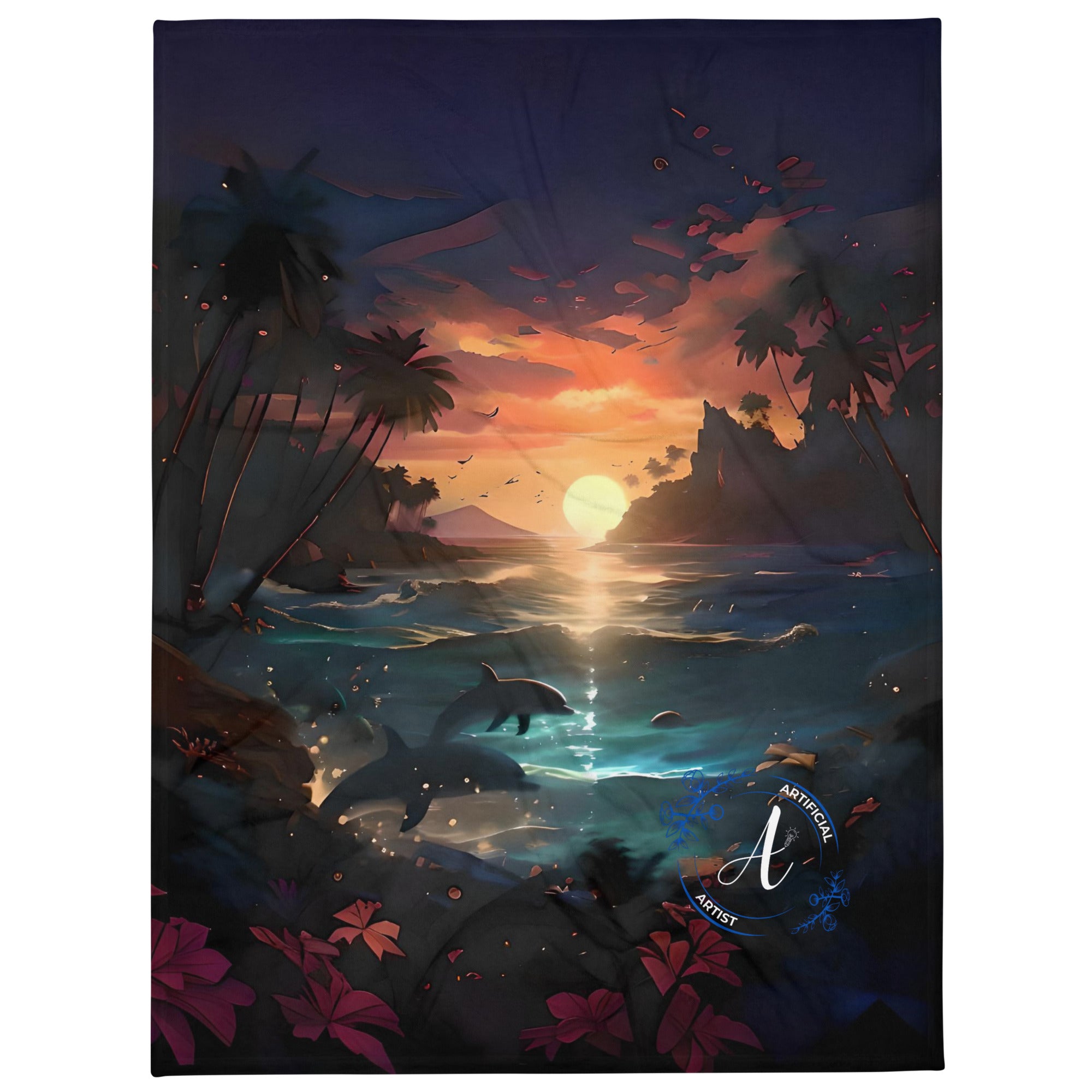 Throw Blanket - Sunset Dolphins